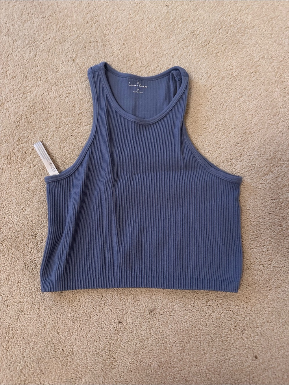 Love Tree Slate Blue Ribbed Crop Tank